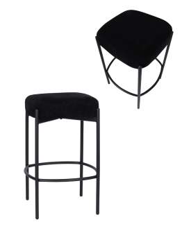 Kwadratowy hoker do kuchni z podnóżkiem Dolly, czarny