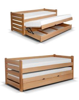 Dřevěná dvoulůžková výsuvná postel For 2 Plus