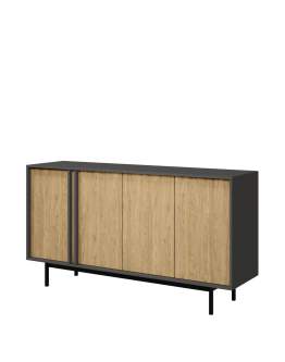 Komoda do salonu 163 cm na nóżkach (Reg6 Alsy antracyt/dąb olejowany)
