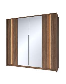Czterodrzwiowa szafa z lustrem i oświetleniem LED Amaro E dąb dunin