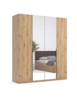 Czterodrzwiowa szafa z lustrem 180 cm dąb artisan Teddy (TD-14-OA)