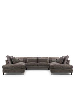 Duży narożnik nierozkładany Corblack U na metalowych nóżkach