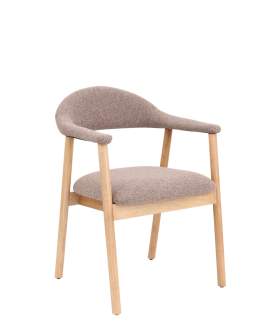 Krzesło Edda, drewno kauczukowe, boucle brąz