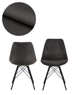 Krzesło do jadalni Eris, sztruksowe, ciemnoszare ( 91471)