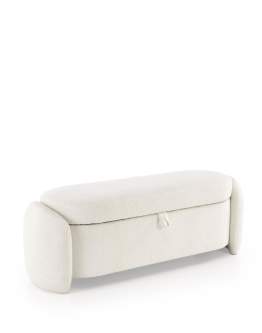 Lavice s úložným prostorem Ficaria, krémová, boucle