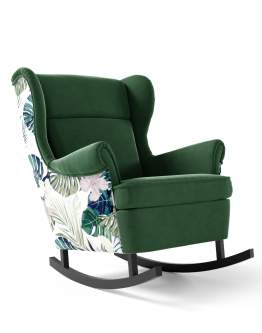 Nowoczesny fotel bujany do salonu Axel (195) w ozdobnej tkaninie