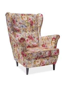 Fotel Lord Coral kwiaty - szary