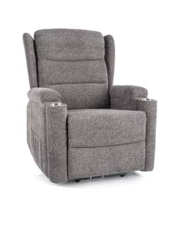 Fotel Minos – elektryczny, rozkładany, z pilotem i uchwytem na kubek szary