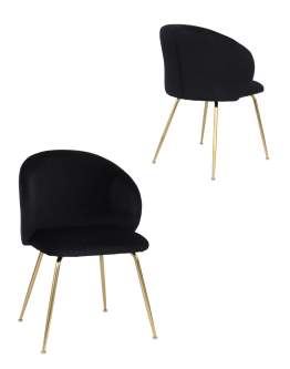 Jídelní židle Ganta Gold, černý samet