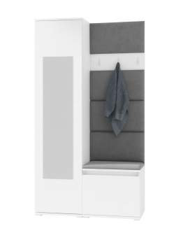 Garderobă pentru hol cu oglindă Emi, alb/grafit