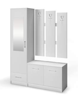 Garderobă pentru hol cu oglindă Maxi, alb