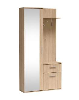 Garderoba Lux dąb sonoma z lustrem 97 cm – szafa do przedpokoju