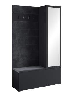 Szafa z siedziskiem do przedpokoju 115 cm garderoba Tejo II czarny (TEJ013Z+TEJ248)