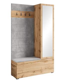 Szafa z siedziskiem do przedpokoju 115 cm garderoba Tejo II dąb wotan (TEJ013W+TEJ244)