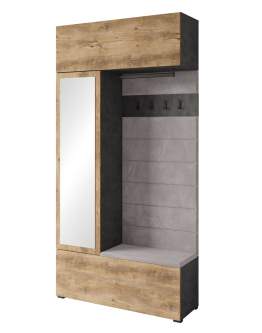 Szafa z siedziskiem do przedpokoju 115 cm garderoba Tejo matera/kasztan (TEJ009TX+TEJ244)