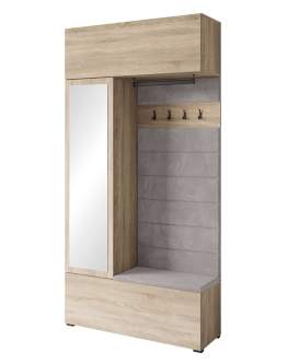 Szafa z siedziskiem do przedpokoju 115 cm garderoba Tejo dąb sonoma (TEJ0091+TEJ244)