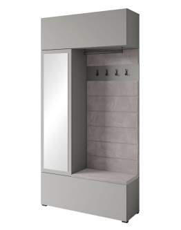 Szafa z siedziskiem do przedpokoju 115 cm garderoba Tejo szary pallad (TEJ009M+TEJ244)