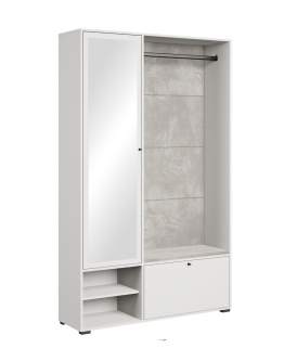 Garderoba do przedpokoju z lustrem i siedziskiem biała Dino II (DIN0132)