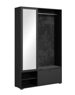 Garderoba do przedpokoju z lustrem i siedziskiem czarna Dino II (DIN013Z)