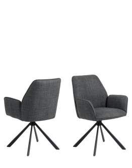 Krzesło obrotowe do jadalni, tapicerowane Glenda, ciemnoszare (07481)
