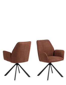 Krzesło obrotowe do jadalni, tapicerowane Glenda, rude (07480)
