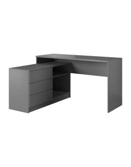 Birou pe colț cu sertare și rafturi Teo grafit