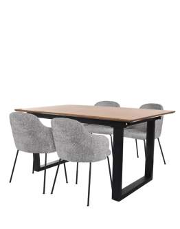 Zestaw: Stół Grand + 4 krzesła do jadalni Aura Black Boucle