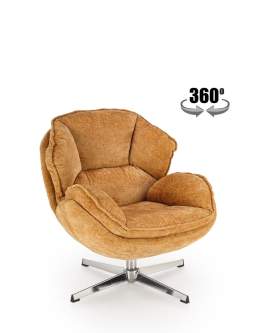 Kreslo Guido, otočné 360°, horčicová/chróm