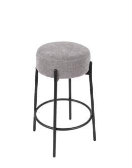 Okrągły hoker do kuchni z podnóżkiem Holly, tapicerowany, szary