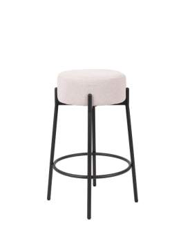 Okrągły hoker do kuchni z podnóżkiem Holly, tapicerowany, beżowy