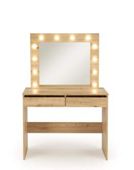Măsuță de toaletă cu oglindă Hollywood, stejar artizanal
