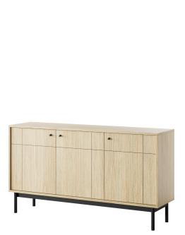 Komoda trzydrzwiowa Japandi (K154), dąb linea