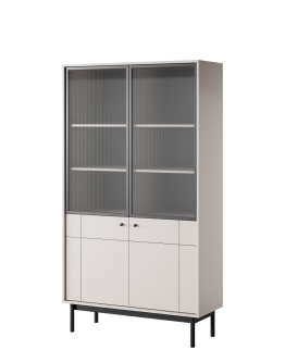 Regał z półkami i szklanym frontem Japandi (WT104), kaszmir