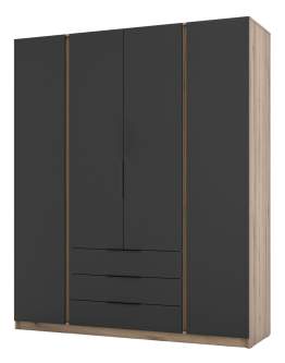 Szafa 4-drzwiowa z szufladami Kaja EV/BL 4F3S Czarny, Dąb Evoke