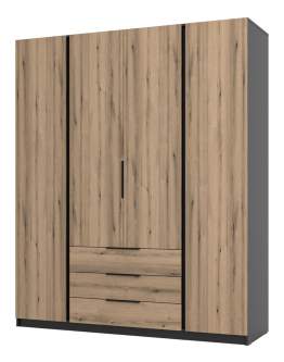 Szafa 4-drzwiowa z szufladami Kaja BL/EV 4F3S Dąb Evoke, Czarny