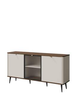 Komoda s vitrínou 160 cm Marly kašmír/ořech