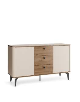 Comodă cu 2 uși și 3 sertare Aurena Au4, cașmir/nuc regal (140 cm)