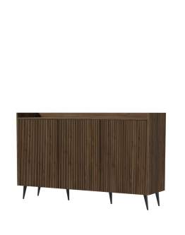 Komoda na nóżkach 3-drzwiowa ryflowane fronty (ADEMO REG 2 orzech)