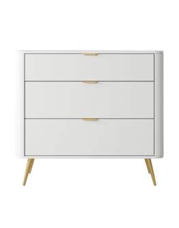 Biela komoda so zásuvkami Oval (3SZ), 93 cm