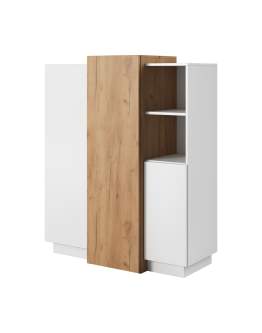 Komoda 3D E biała z elementami dąb craft – nowoczesna komoda do salonu i sypialni