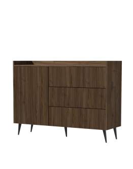 Komoda orzech z szufladami i szafką na nóżkach (Ademo REG4 orzech)