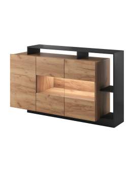 Komoda do salonu Alva grafit + dąb craft 155 cm