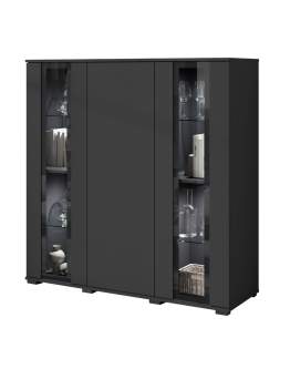 Wysoka komoda z witryną czarny grafit Caro (CARH120V)