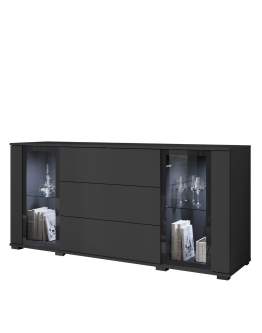 Czarna Komoda z szufladami i witrynami Caro SB150 (CARS150V)