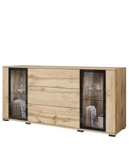 Komoda dąb wotan z szufladami i witrynami Caro SB150 (CARS150W)