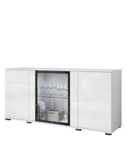 Biała komoda z witryną LED Caro (CARS15420)