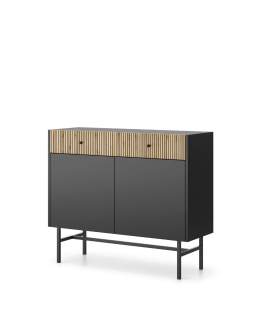 Comodă cu 2 sertare și 2 compartimente Diva stejar/negru