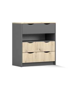 Komoda Joy 3S z 3 szufladami i półką szary, dąb artisan