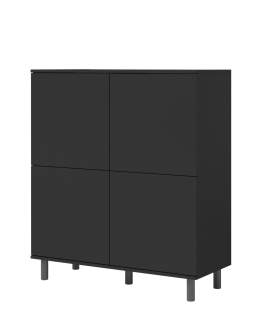 Wysoka czarna komoda Logan 4D na nóżkach 12 cm
