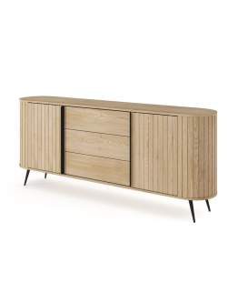 Duża komoda z lamelami na nóżkach Lovi A 2D3S 196 cm dąb cremona